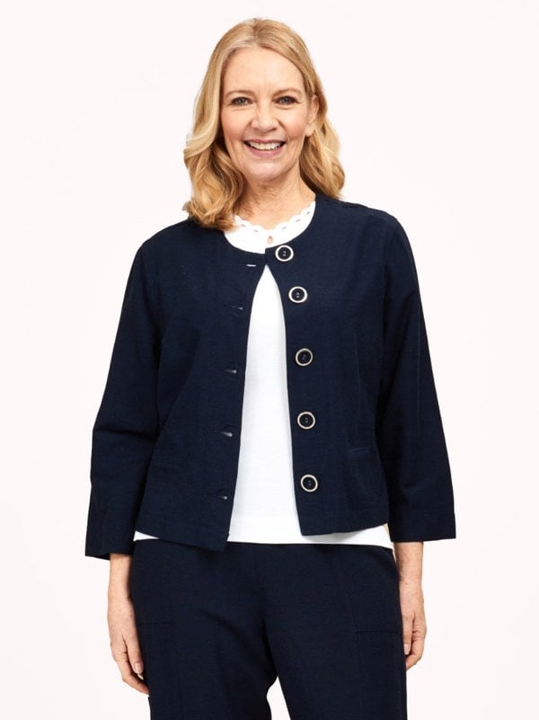 PennyPlain Navy Crop Jacket