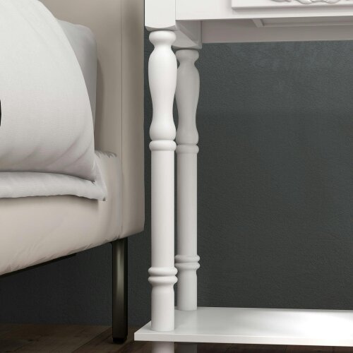 Wyld Haus Relo Wooden White French Console Table With Drawers And Bottom Shelf