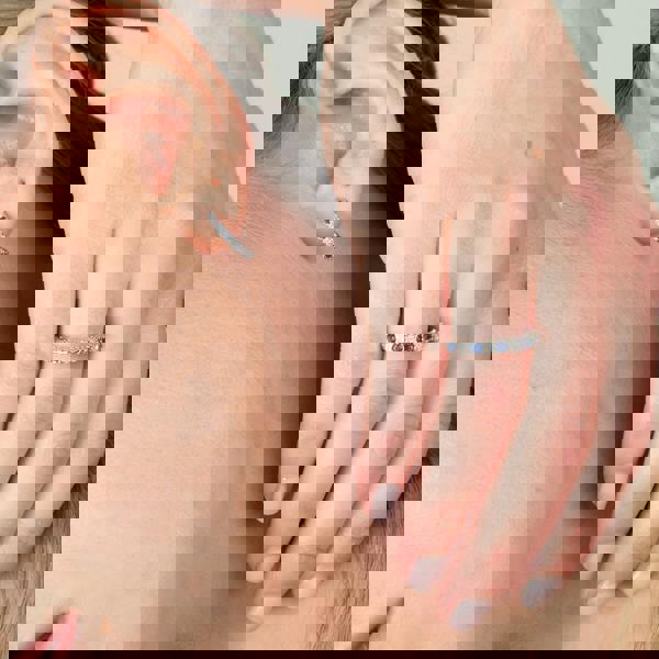 117E0112029-181R3122069 Classic Round Sapphire & Diamond Half Hoop Earrings & Half Eternity Ring Set in 9ct White Gold 3