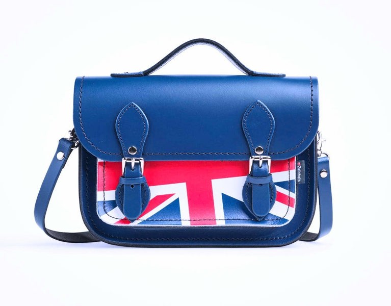 Zatchels Union Jack Midi Satchel - Royal Blue