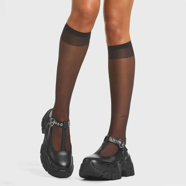 Lamoda Hot Totty Black Platform High Heel Ankle Boots Black PU Stylish
