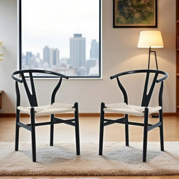 Furniture One Dining Chairs Set of 2, Kitchen Chairs Dining Room Lounge Reception Chairs with Study Legs for Living Room Bedroom - Fully Assembled