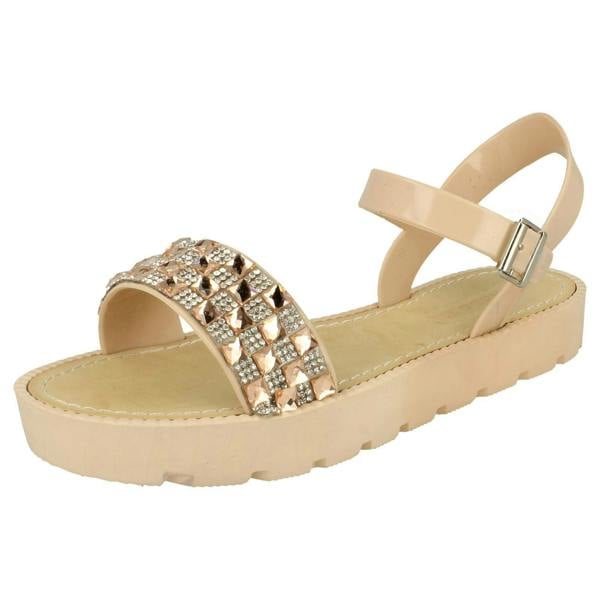 Savannah Ladies Savannah Diamante and Jewel Trim Flat Mules