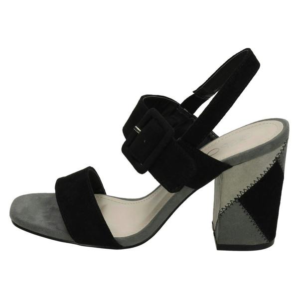Spot On Ladies Spot On High Patchwork Heel Mule Sandals