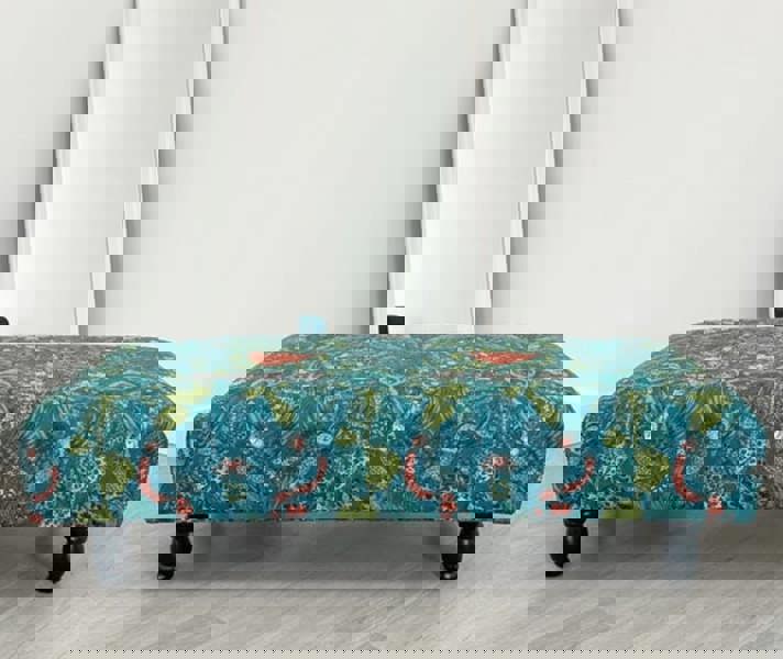 Made to order | Green Printed Fabric Multicolour Footstool Bench - ISTOOLS