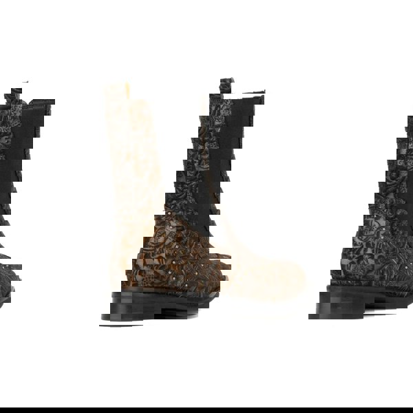 Embassy London Catherine - Floral Emboss - Women's nubuck leather higher chelsea boot with broguing