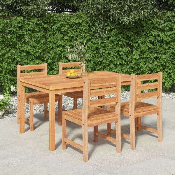 Berkfield 5 Piece Garden Dining Set Solid Wood Teak