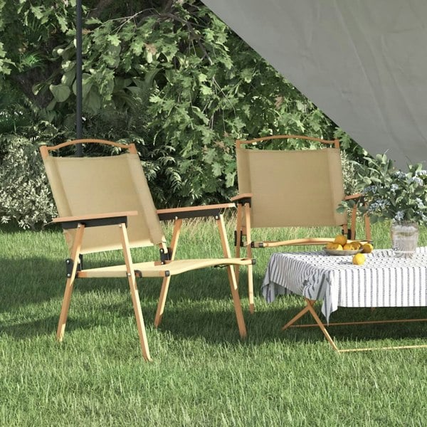 Berkfield Camping Chairs 2 pcs Beige 54x55x78 cm Oxford Fabric