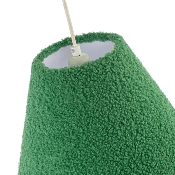 Emerald Green Textured Velvet Wool Fabric Lamp Shade with White Inner Image 4