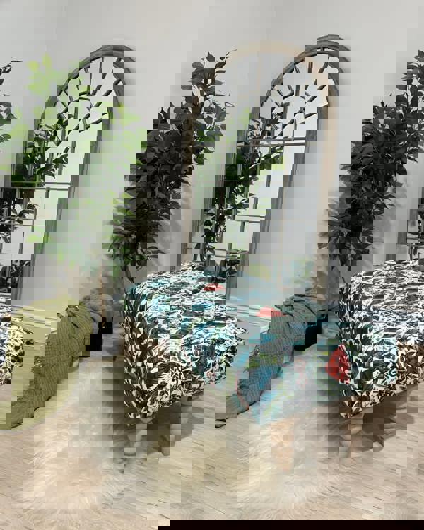 ISTOOLS Premium Peacock Green Floral Footstool Ottoman – Luxury Pouffe & Footrest Table