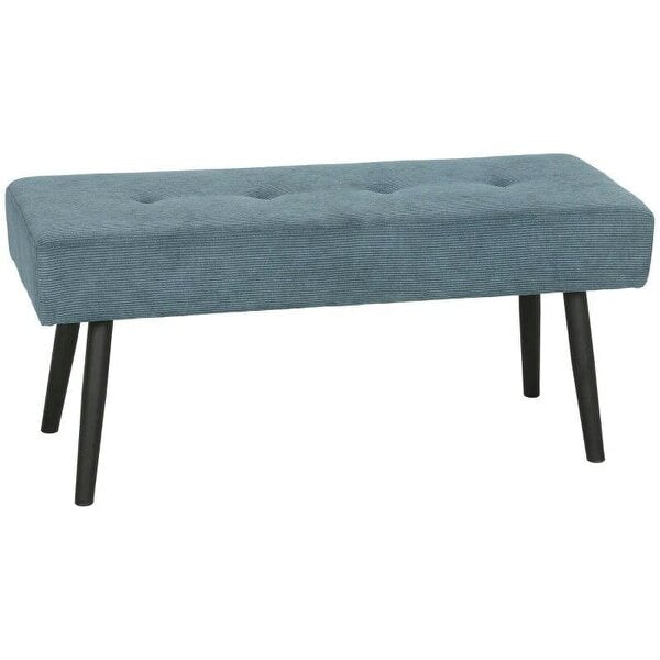 Upholstered Bedroom Entryway Bench, Modern Corduroy Tufted End of Bed Bench with Padded Seat and Steel Legs, Blue