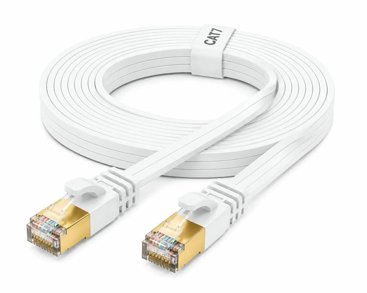 ATEK 1m Flat CAT7 RJ45 Network Ethernet Cable High Speed White