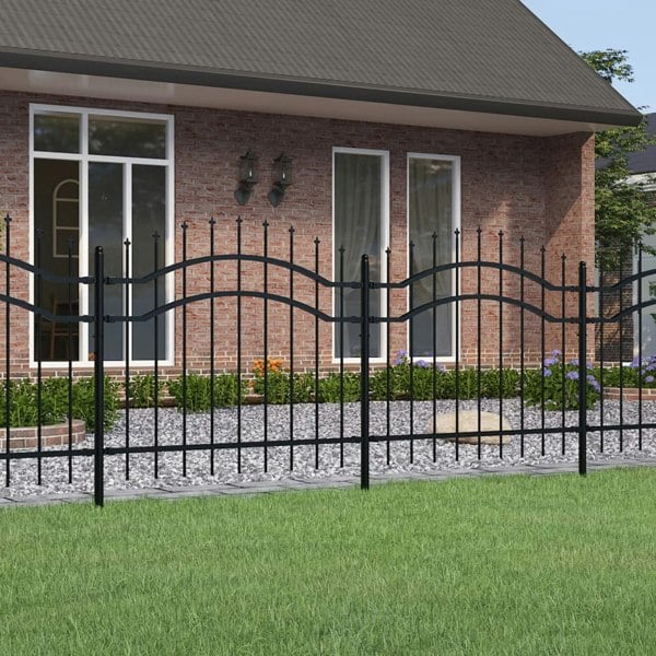 Berkfield Garden Fence with Spear Top Black 140 cm Powder-coated Steel