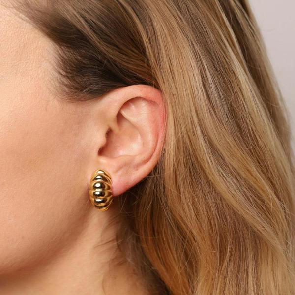Gold Trip Vintage Gold Ripple Dome Clip On Earrings