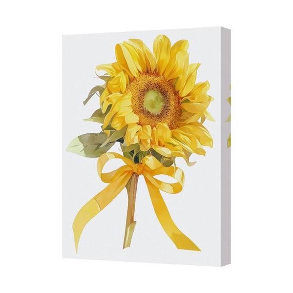 Benjamin Tate Design Sunflower Bouquet Canvas Wall Art With Yellow Ribbon