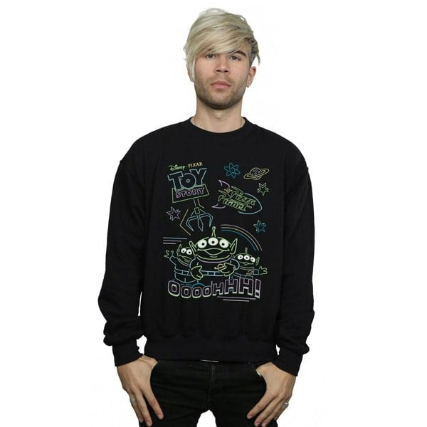 Disney Mens Toy Story Neon Little Green Men Sweatshirt - Black