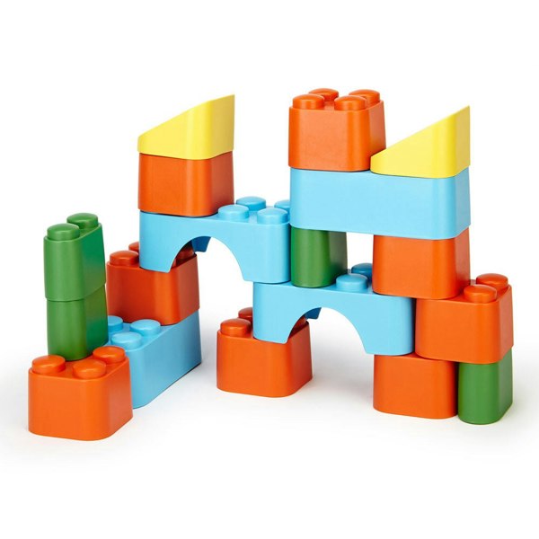 Green Toys Set of 18 Building Blocks - Made From 100% Recycled Plastic