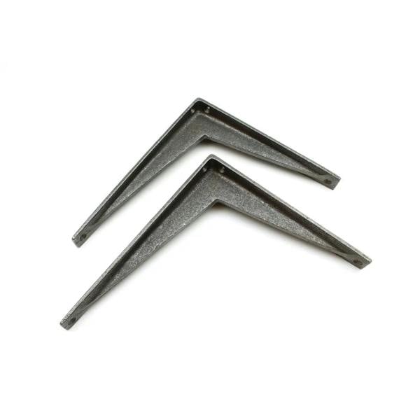 Pair of Antique Cast Iron Minimalist Vole Shelf Brackets - 170mm x 200mm
