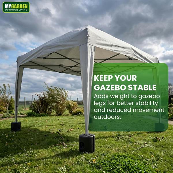 My Garden Outdoor Living My Garden Gazebo Weights 4 Pack - Fillable Marquee Leg Weights for 25mm Poles, Weather Resistant, Water or Sand Filled