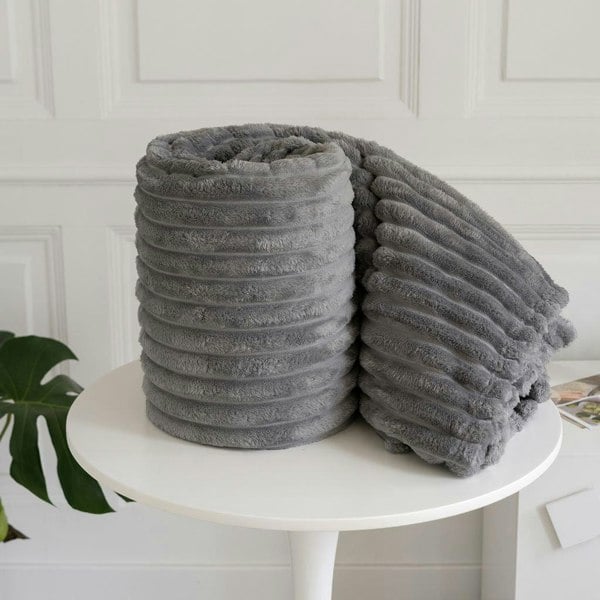 HomeSpace Direct Chunky Cord Charcoal Blanket/Throw