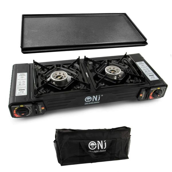 DS-22 gas stove 2-burners, carry bag and a grill plate