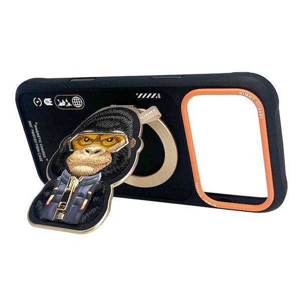 Nimmy Friends Nimmy Cool & Cute 2.0 Gorilla Case with MagSafe Stand for iPhone 17 Pro 6.3" Black Orange - N-YJKM-CXZJZH-IP17-PRO-016