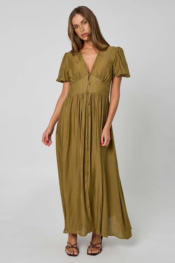 Urban Bliss Khaki Button Front Maxi Dress