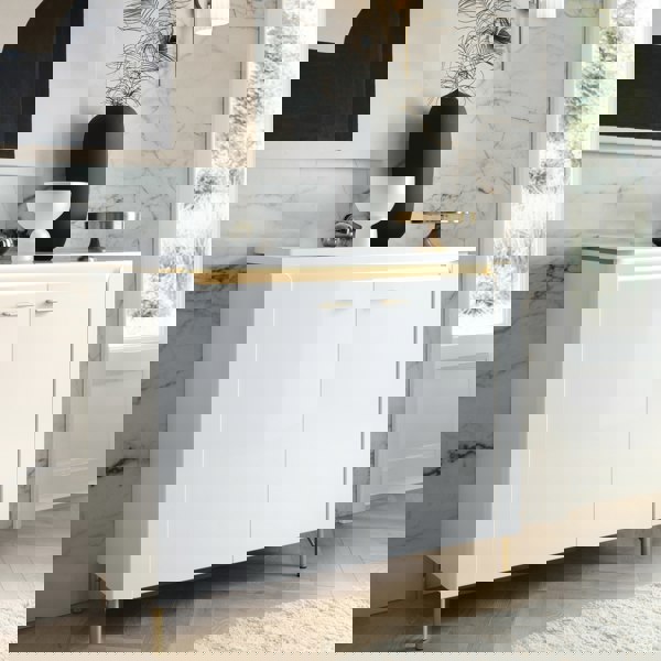 Furniture To Go Lazio Sideboard 2 Door in Alpine White/White Gloss