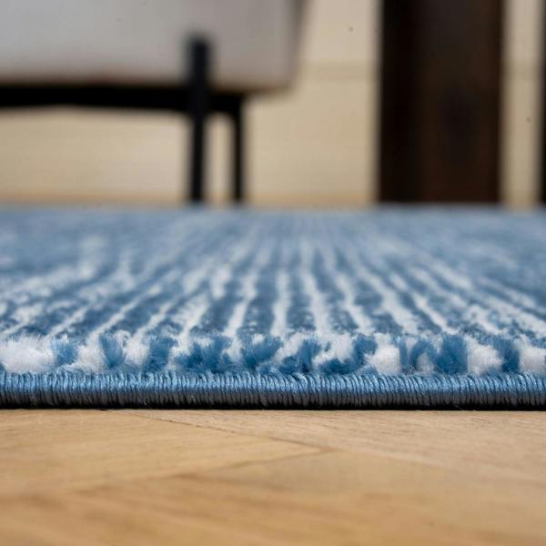 Carmel striped design blue colour rug, anti-static, non-shedding, rectangular and runner rugs | THE RUGS