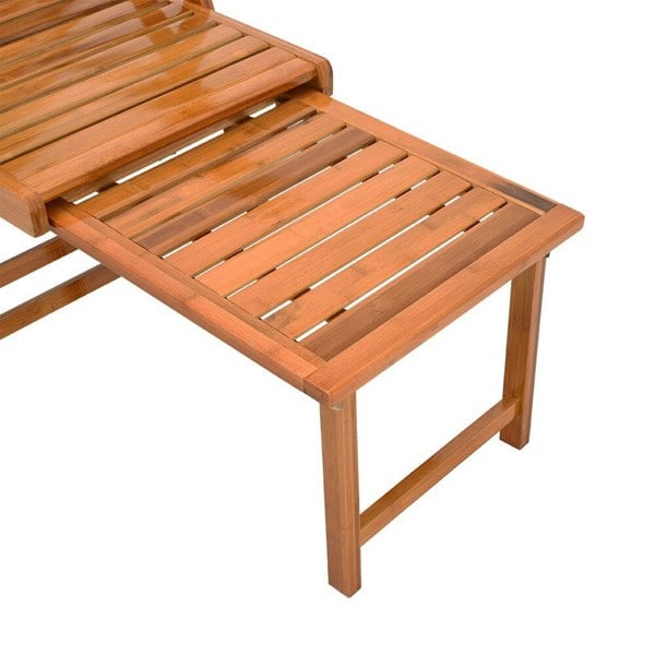 Bamboo Foldable Recliner Lounge Chair with Retractable Footrest Sun Loungers Living and Home