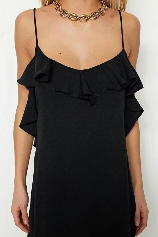 WOVCOR Woven Ruffled Beach Midi Dress