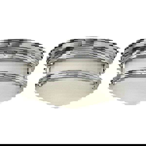 2 Bulb Flush Light Low Ceiling Opaque Glass Banded Polished Chrome LED G9 3.5W Loops