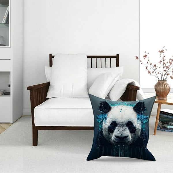 Warren Reed Panda Face Splashart Dark Background Floor Cushion