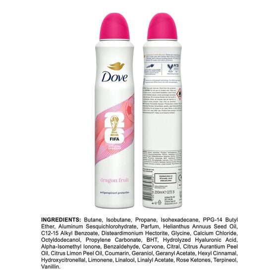 Dove Antiperspirant Deodorant Dragon Fruit FIFA Edition, 72H Protection 12x200ml