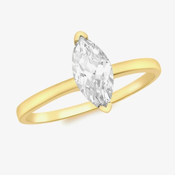 T. H. Baker 9ct Yellow Gold Marquise-Cut Crystal Solitaire Ring 1.84.4941