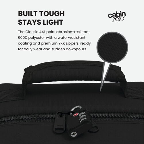CabinZero Classic Cabin Backpack 44L, Large Carry On Travel Backpack for Week-Long Trips, Max Cabin Size
