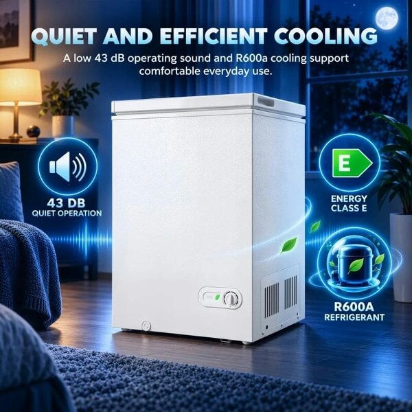 91L Freestanding Chest Freezer with Removable Storage Basket, Chest Freezer with Mechanical Temperature Control, White