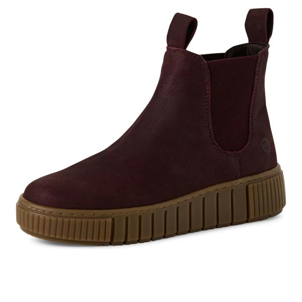 Tamaris Womens Bordeaux Burgundy Leather Chelsea Ankle Boots