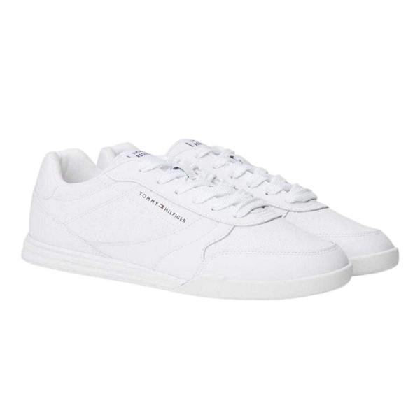 Tommy Hilfiger Mens Lopro Leather Trainers - White - 