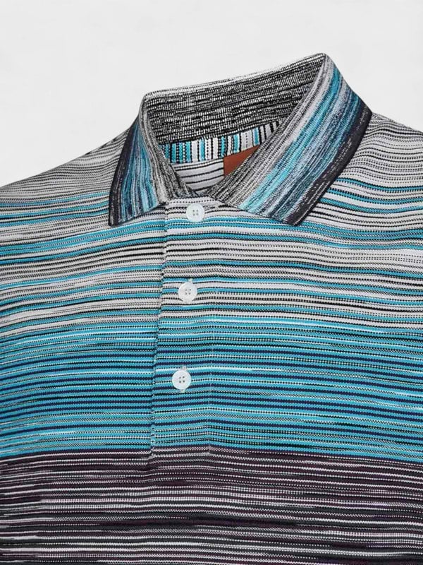 Missoni Space Dye Short Sleeve Polo Shirt Blue