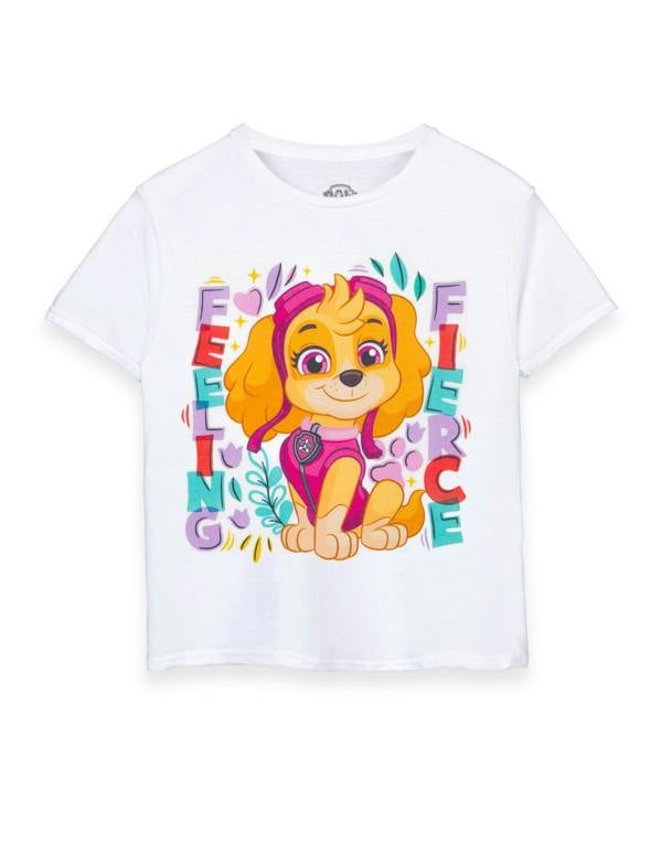 Paw Patrol Girls White Feeling Fierce Short Sleeved T-Shirt