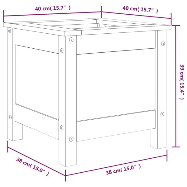 Berkfield Garden Planter 40x40x39 cm Solid Wood Pine