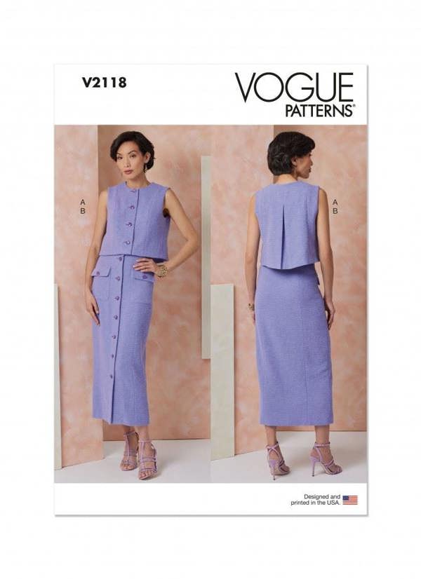 Vogue Sewing Pattern 2118, Tops, Skirts for Women, H5 (6-8-10-12-14) - Advanced