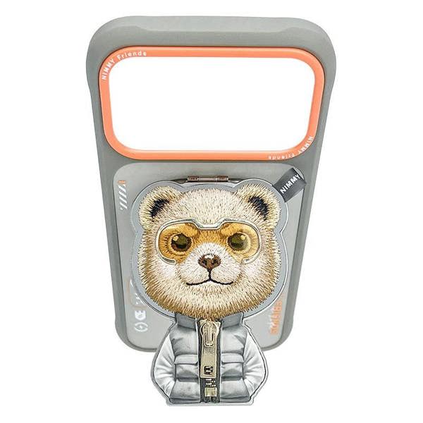 Nimmy Friends Nimmy Cool & Cute 2.0 Bear Case with MagSafe Stand for iPhone 17 Pro 6.3" Grey Orange - N-YJKM-CXZJZH-IP17-PRO-011-A
