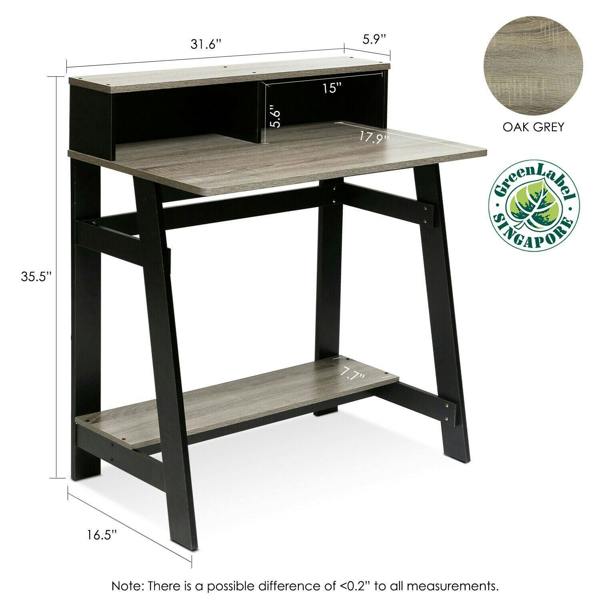 WALPLUS GYW Simplistic A Frame Computer Desk, Black/French Oak Grey | Modern Desk Designed for Contemporary Interiors | 14054BK