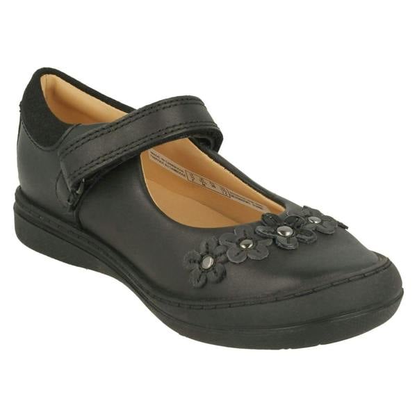Clarks Girls Clarks Flower Detailed School Shoes Scooter Jump