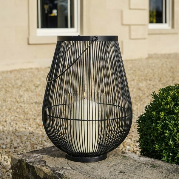 Ivyline Venere Lantern Black with Glass Insert