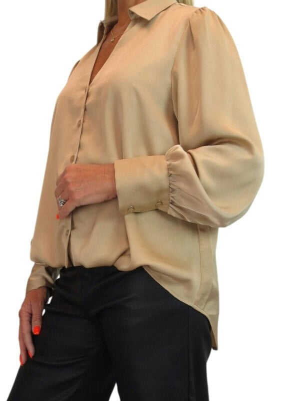 Paulo Due Women's Satin Blouse Ladies Long Sleeve Button Through Shirt