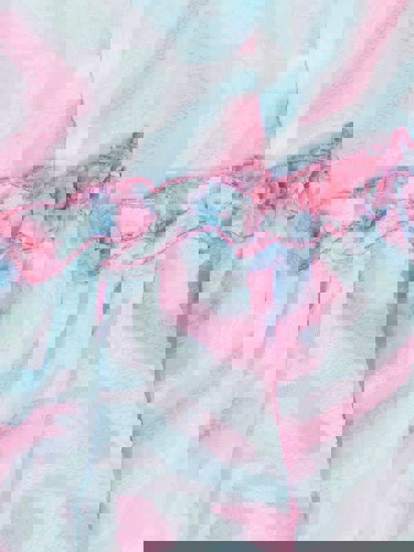 Mama Luma Girls Abstract Curve Organza Dress in Blue