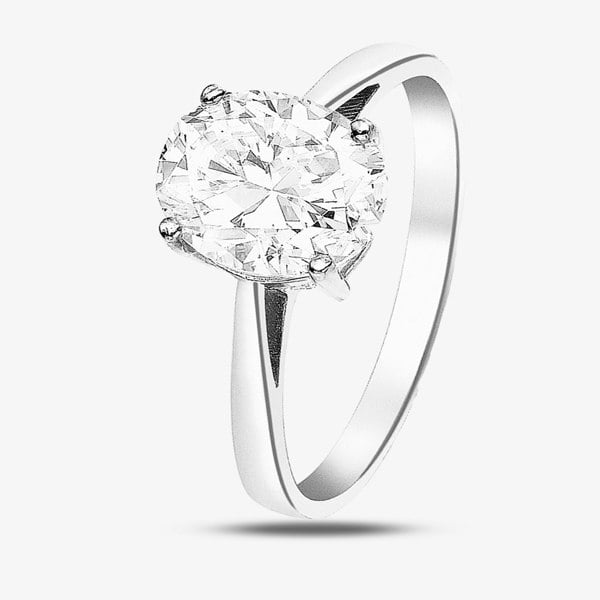 T. H. Baker 9ct White Gold Oval-Cut Crystal Solitaire Ring 5.84.4901